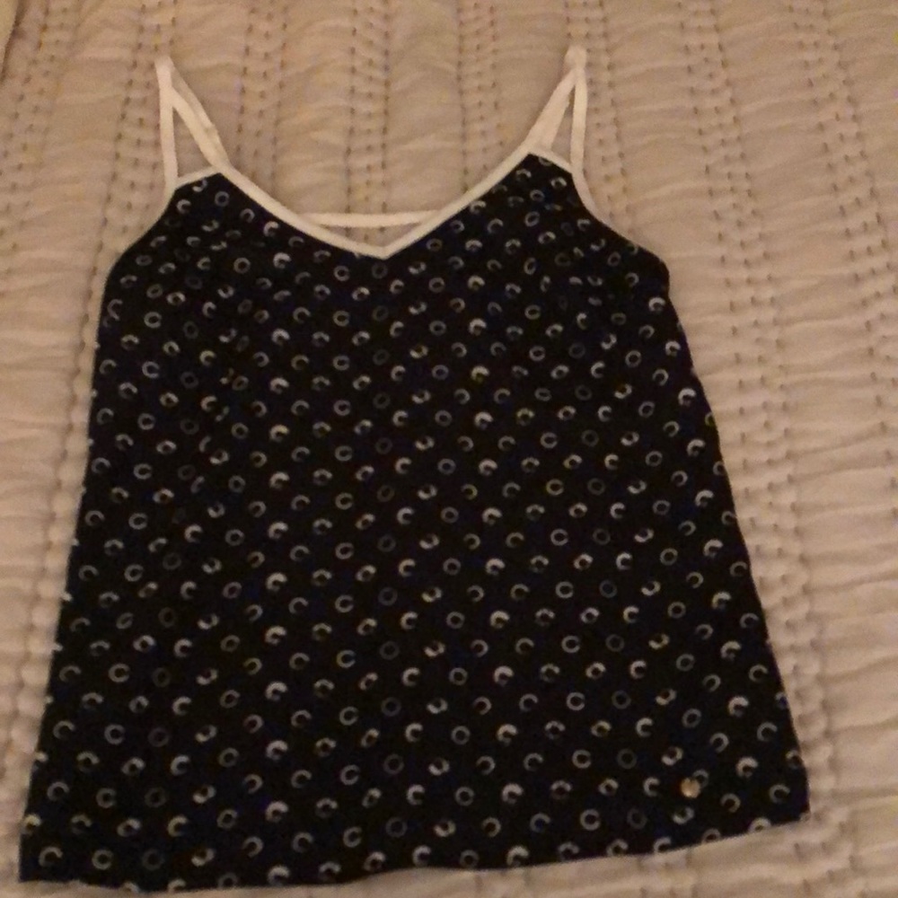 Guess Black Sheer Polka Dot Tank Top